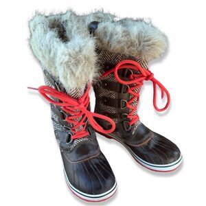 SOREL Tofino Cordovan Herringbone Lace Up Winter Boots SZ 8